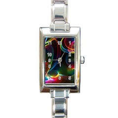 Abstract Rainbow Twirls Rectangle Italian Charm Watch by Nexatart