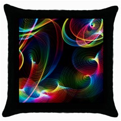 Abstract Rainbow Twirls Throw Pillow Case (black) by Nexatart