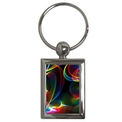 Abstract Rainbow Twirls Key Chains (rectangle)  by Nexatart