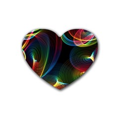 Abstract Rainbow Twirls Heart Coaster (4 Pack)  by Nexatart