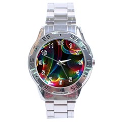 Abstract Rainbow Twirls Stainless Steel Analogue Watch by Nexatart