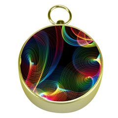 Abstract Rainbow Twirls Gold Compasses by Nexatart