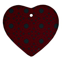 Blue Hot Pink Pattern With Woody Circles Ornament (heart) by Nexatart