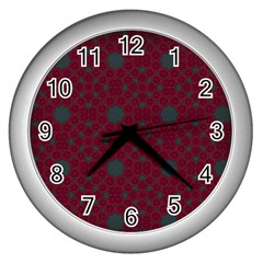 Blue Hot Pink Pattern With Woody Circles Wall Clocks (silver) 