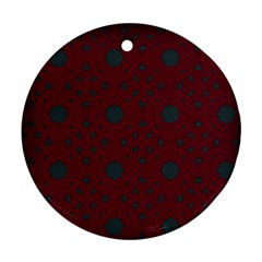 Blue Hot Pink Pattern With Woody Circles Round Ornament (two Sides) by Nexatart