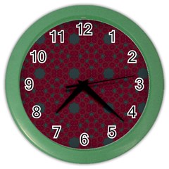 Blue Hot Pink Pattern With Woody Circles Color Wall Clocks by Nexatart