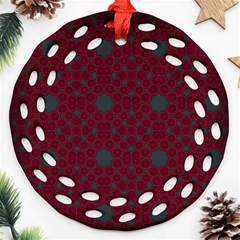 Blue Hot Pink Pattern With Woody Circles Ornament (round Filigree) by Nexatart