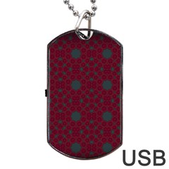 Blue Hot Pink Pattern With Woody Circles Dog Tag Usb Flash (one Side) by Nexatart