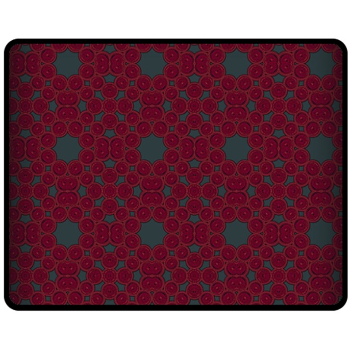 Blue Hot Pink Pattern With Woody Circles Double Sided Fleece Blanket (Medium) 