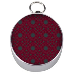 Blue Hot Pink Pattern With Woody Circles Silver Compasses by Nexatart