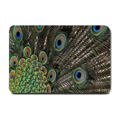 Close Up Of Peacock Feathers Small Doormat  by Nexatart