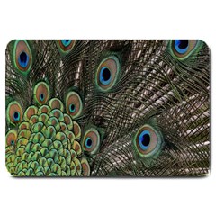 Close Up Of Peacock Feathers Large Doormat  by Nexatart