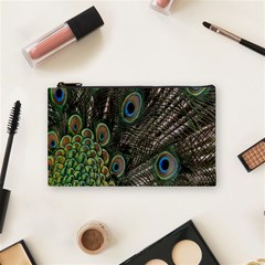 Close Up Of Peacock Feathers Cosmetic Bag (small)  by Nexatart