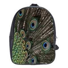 Close Up Of Peacock Feathers School Bags (xl)  by Nexatart