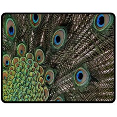 Close Up Of Peacock Feathers Double Sided Fleece Blanket (medium)  by Nexatart