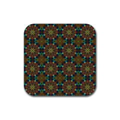 Seamless Abstract Peacock Feathers Abstract Pattern Rubber Coaster (square)  by Nexatart