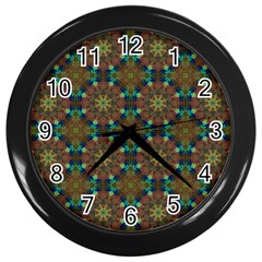 Seamless Abstract Peacock Feathers Abstract Pattern Wall Clocks (black)