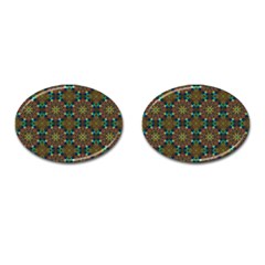 Seamless Abstract Peacock Feathers Abstract Pattern Cufflinks (oval) by Nexatart