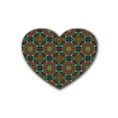 Seamless Abstract Peacock Feathers Abstract Pattern Rubber Coaster (heart) 