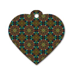 Seamless Abstract Peacock Feathers Abstract Pattern Dog Tag Heart (two Sides)