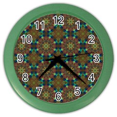 Seamless Abstract Peacock Feathers Abstract Pattern Color Wall Clocks by Nexatart