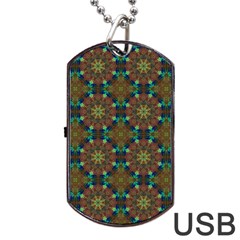 Seamless Abstract Peacock Feathers Abstract Pattern Dog Tag Usb Flash (one Side) by Nexatart