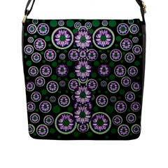 Fantasy Flower Forest  In Peacock Jungle Wood Flap Messenger Bag (l)  by pepitasart