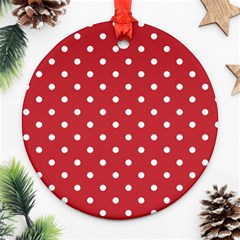 Red Polka Dots Ornament (round) by LokisStuffnMore