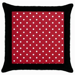 Red Polka Dots Throw Pillow Case (black) by LokisStuffnMore