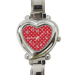 Red Polka Dots Heart Italian Charm Watch by LokisStuffnMore