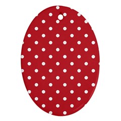 Red Polka Dots Oval Ornament (two Sides) by LokisStuffnMore