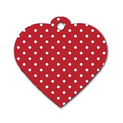 Red Polka Dots Dog Tag Heart (one Side) by LokisStuffnMore