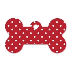 Red Polka Dots Dog Tag Bone (one Side) by LokisStuffnMore