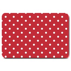 Red Polka Dots Large Doormat  by LokisStuffnMore