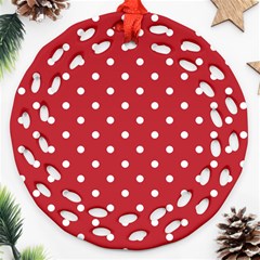 Red Polka Dots Ornament (round Filigree) by LokisStuffnMore