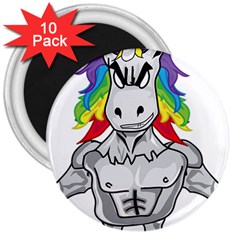 Angry Unicorn 3  Magnets (10 Pack)  by KAllan