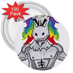 Angry Unicorn 3  Buttons (100 Pack)  by KAllan