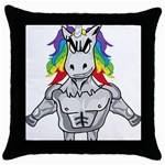 Angry Unicorn Throw Pillow Case (Black) Front