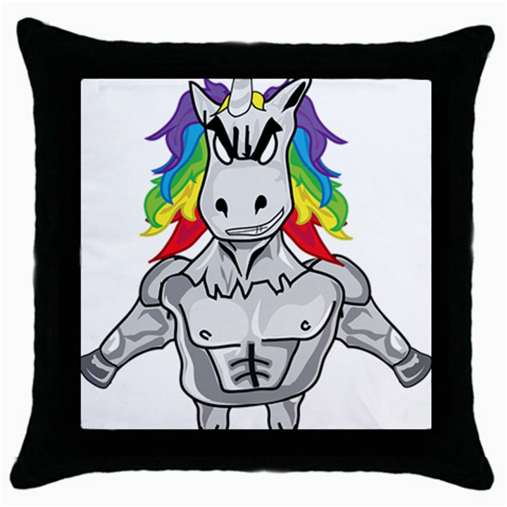 Angry Unicorn Throw Pillow Case (Black)