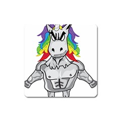 Angry Unicorn Square Magnet