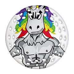 Angry Unicorn Round Filigree Ornament (two Sides) by KAllan