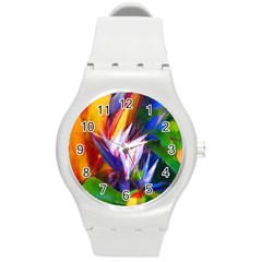 Palms02 Round Plastic Sport Watch (m) by psweetsdesign