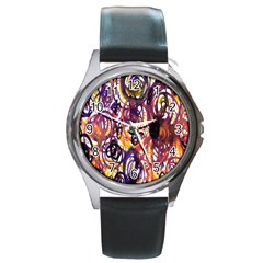 Autumnn Rainbow Round Metal Watch by Mariart