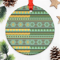 Bezold Effect Traditional Medium Dimensional Symmetrical Different Similar Shapes Triangle Green Yel Ornament (round)