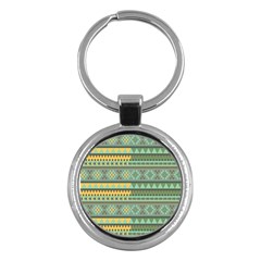 Bezold Effect Traditional Medium Dimensional Symmetrical Different Similar Shapes Triangle Green Yel Key Chains (round)  by Mariart