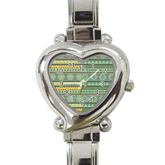 Bezold Effect Traditional Medium Dimensional Symmetrical Different Similar Shapes Triangle Green Yel Heart Italian Charm Watch by Mariart