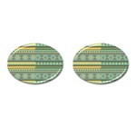 Bezold Effect Traditional Medium Dimensional Symmetrical Different Similar Shapes Triangle Green Yel Cufflinks (Oval) Front(Pair)