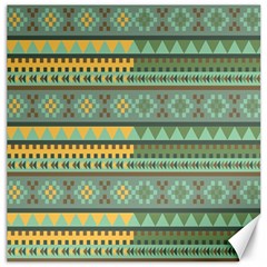 Bezold Effect Traditional Medium Dimensional Symmetrical Different Similar Shapes Triangle Green Yel Canvas 12  X 12   by Mariart