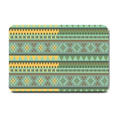 Bezold Effect Traditional Medium Dimensional Symmetrical Different Similar Shapes Triangle Green Yel Small Doormat  by Mariart