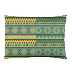 Bezold Effect Traditional Medium Dimensional Symmetrical Different Similar Shapes Triangle Green Yel Pillow Case (two Sides) by Mariart